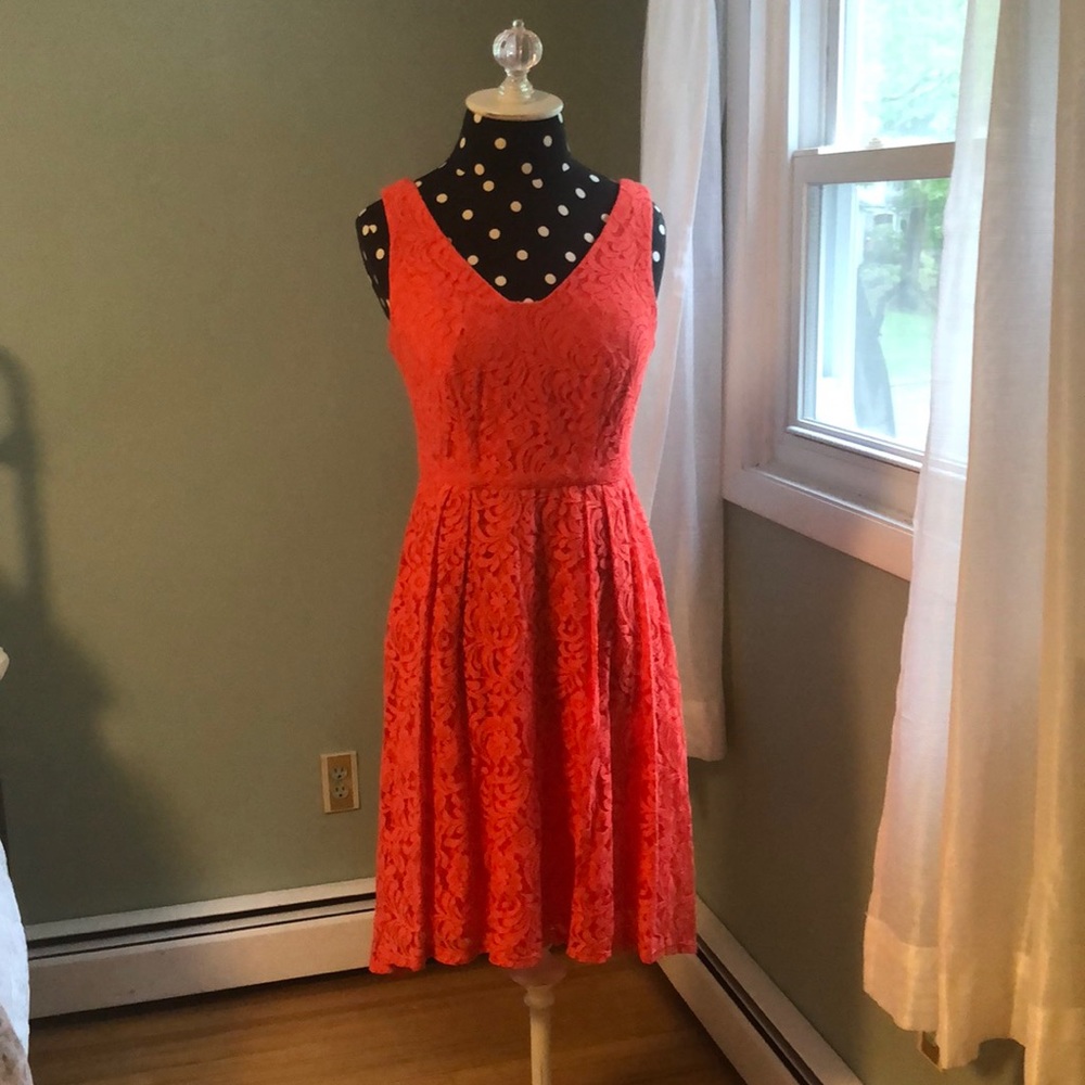 High low orange lace dress